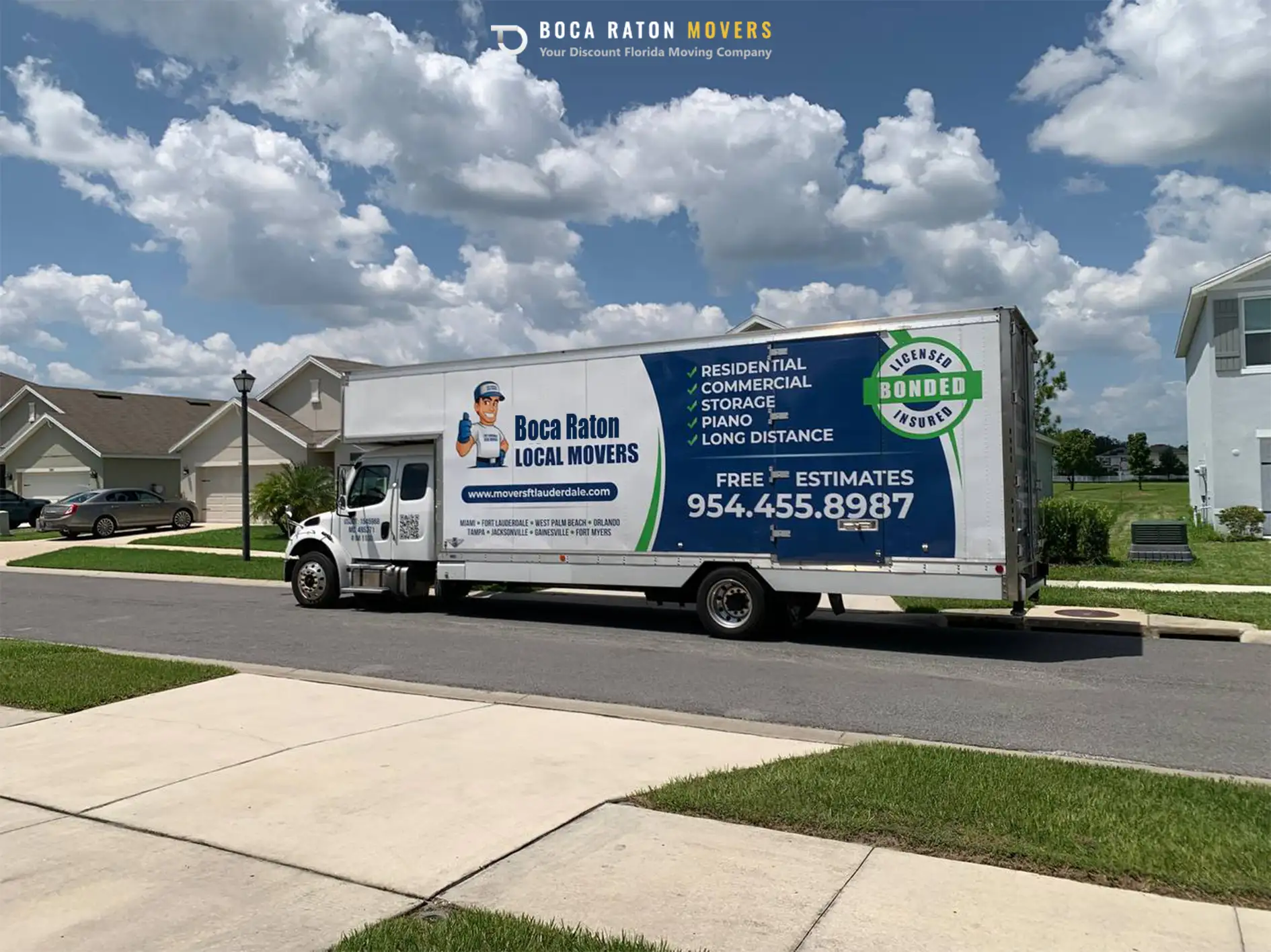 Boca Raton Movers Commercial White Truck Ready for Loading Customer Boxes